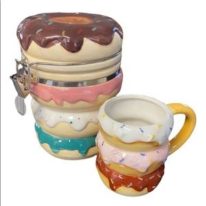 Boston Warehouse Donut Canister With Matching Donut Mug